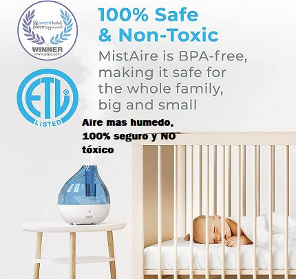 El aire humidificado que genera es 100% seguro , no toxico es BPA free
